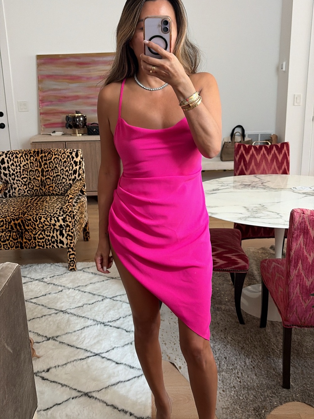Amanda Uprichard Janet Dress — Hot Pink